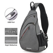 Mixi Men One Shoulder Backpack Women Sling Bag Crossbody USB Boys Cycling Sports Travel Versatile Fashion Bag Student School - Lacatang Shop