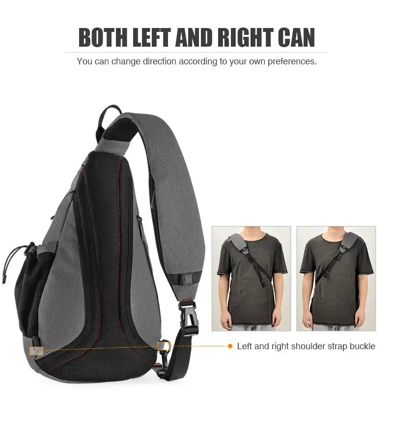 Mixi Men One Shoulder Backpack Women Sling Bag Crossbody USB Boys Cycling Sports Travel Versatile Fashion Student School - Lacatang Shop
