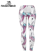 NADANBAO White Cute Unicorn Fashion Leggings Woman Mid Waist Stretchy Trousers GYM Jogging Fitness Pants 2021 New Streetwear Lacatang Shop