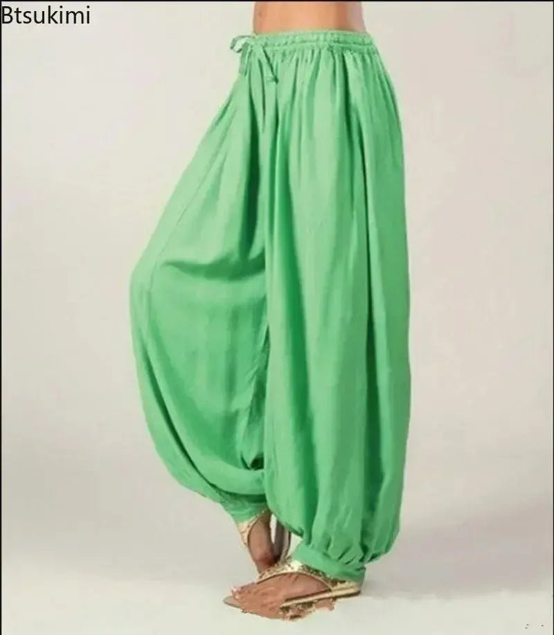 New 2025 Women's Casual Harem Pants Solid Sports Baggy Hippie Workout Loose Trousers Sweatpants Solid Loose Trousers Female 5XL - Lacatang Shop