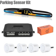 New LED Parking Sensor System Backlight Parktronic Monitor Display Kit Backup Detector Assistant 4 Probes - Lacatang Shop