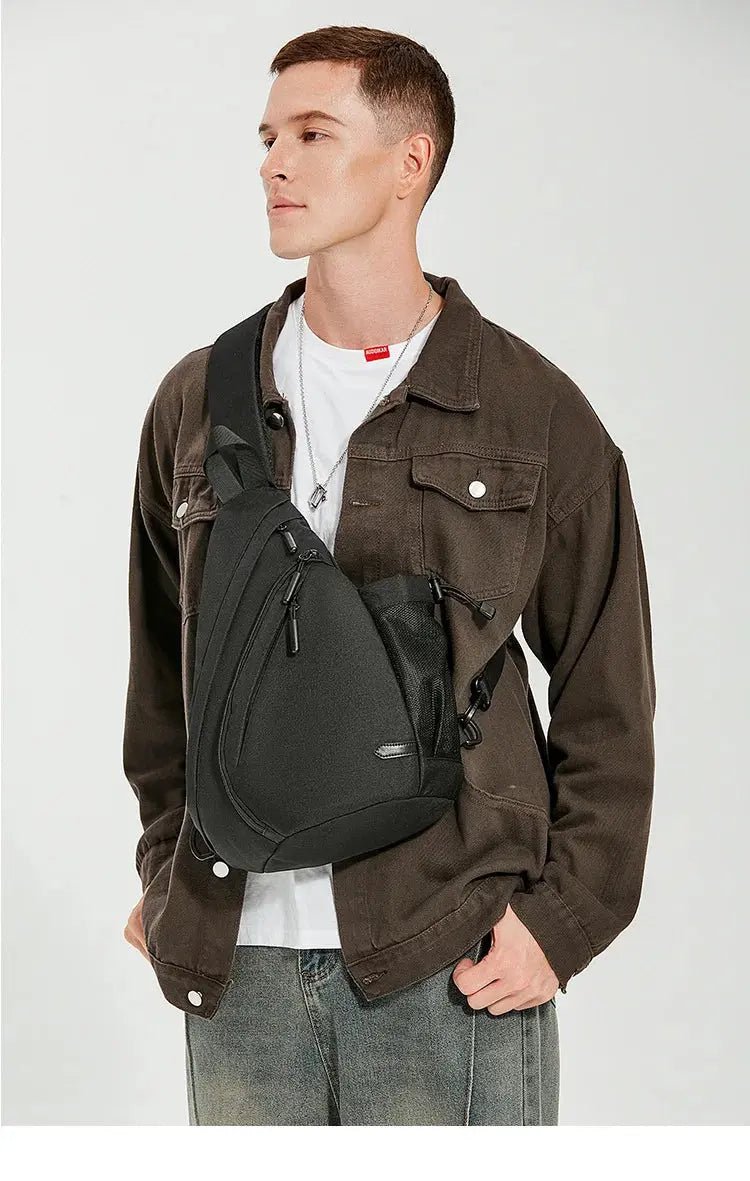 New Men's Waterproof Chest Bag, Young People's Crossbody Bag, Large Capacity Multifunctional Sports and Leisure Travel Bag - Lacatang Shop