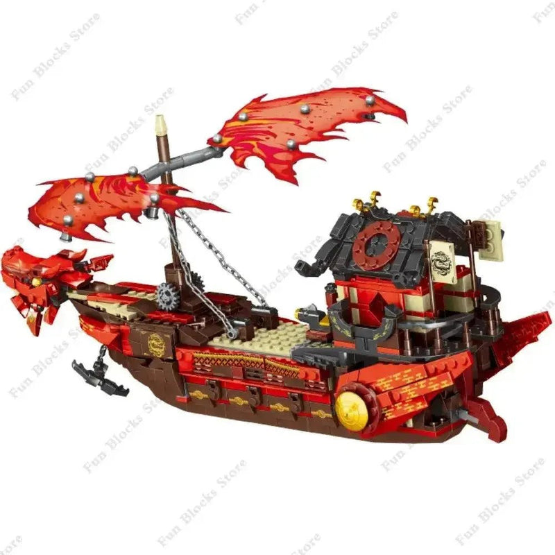 New Phantom Ninja Dragon Ship Model Building Blocks Sodiers Figures Boat Bricks MOC Creative Expert Kids Toys for Boys Children - Lacatang Shop