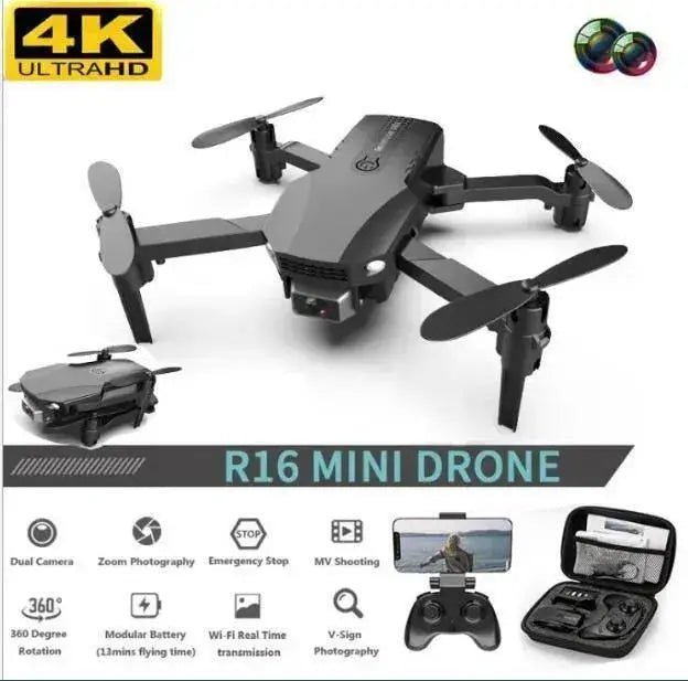 New R16 drone 4k HD dual lens mini drone WiFi 1080p real - time - Lacatang Shop