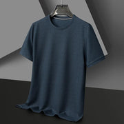 New Summer Waffle Round Neck Short Sleeved T-shirt for Men's Short Sleeved Top - Lacatang Shop