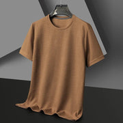 New Summer Waffle Round Neck Short Sleeved T-shirt for Men's Short Sleeved Top - Lacatang Shop