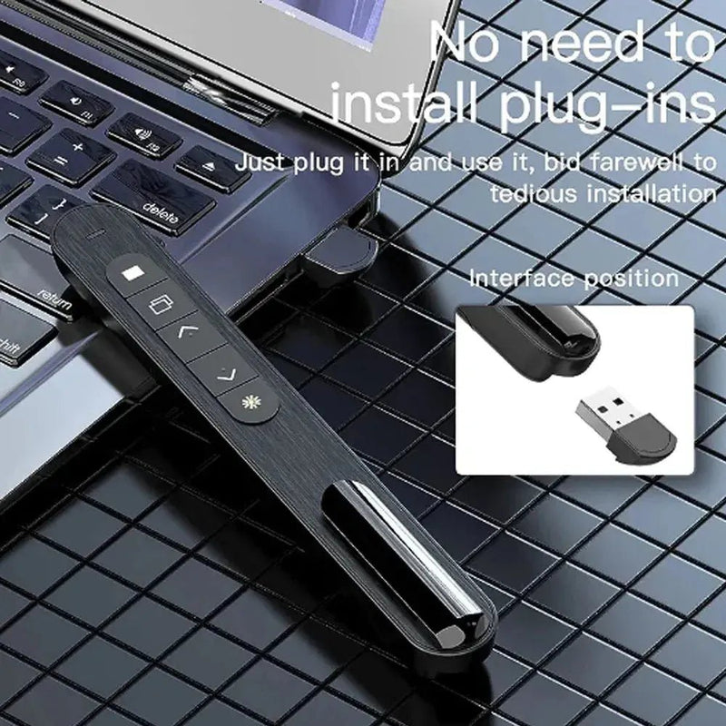 New Wireless Presenter Red Laser Page Turning Pen 2.4G RF Volume Remote Control PPT Presentation USB PowerPoint Pointer Mouse - Lacatang Shop