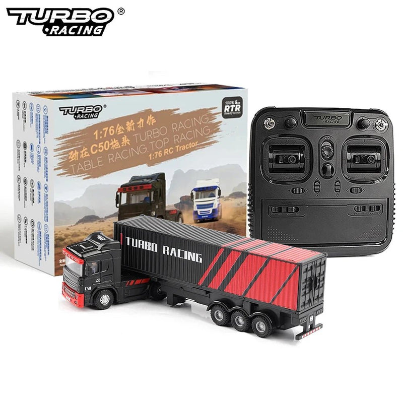 Newest Turbo Racing C50 1:76 Full Proportional 4WD RC Semi - truck Tractor Trailer & P81 2.4Ghz 10Ch Control For Kids/ Adults Gift - Lacatang Shop