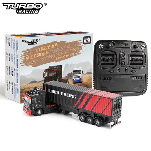 Newest Turbo Racing C50 1:76 Full Proportional 4WD RC Semi - truck Tractor Trailer & P81 2.4Ghz 10Ch Control For Kids/ Adults Gift - Lacatang Shop