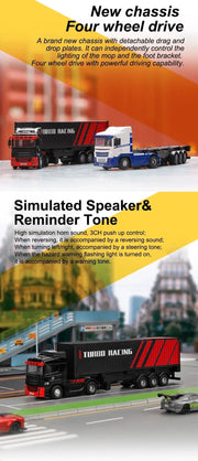 Newest Turbo Racing C50 1:76 Full Proportional 4WD RC Semi - truck Tractor Trailer & P81 2.4Ghz 10Ch Control For Kids/ Adults Gift - Lacatang Shop