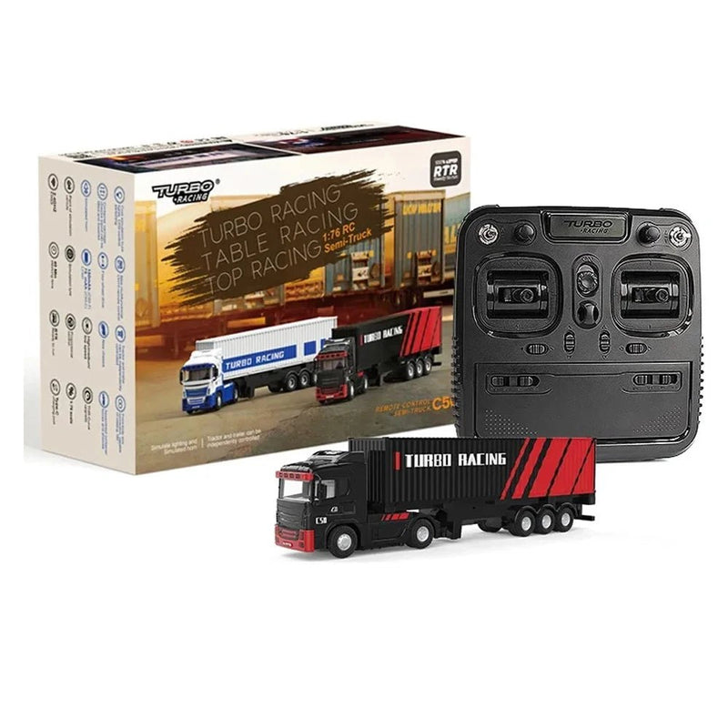 Newest Turbo Racing C50 1:76 Full Proportional 4WD RC Semi - truck Tractor Trailer & P81 2.4Ghz 10Ch Control For Kids/ Adults Gift - Lacatang Shop