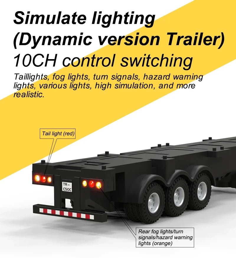 Newest Turbo Racing C50 1:76 Full Proportional 4WD RC Semi - truck Tractor Trailer & P81 2.4Ghz 10Ch Control For Kids/ Adults Gift - Lacatang Shop