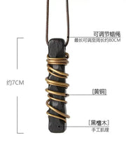 Original Design Ebony Wood Pendant Male Temperament Retro Chinese Ethnic Style Necklace Woolen Chain Female Jewelry New Product - Lacatang Shop