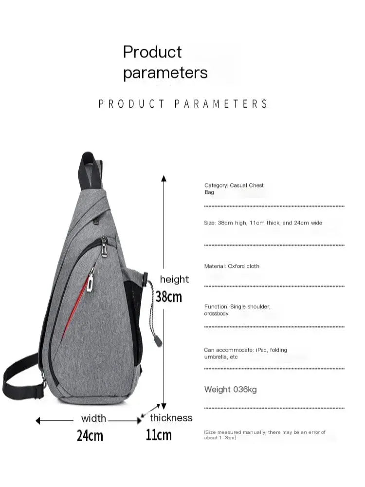 Oxford Cloth Chest Bag Men's Fashionable Crossbody Bag Outdoor Multifunctional Lightweight Casual Small Backpack - Lacatang Shop