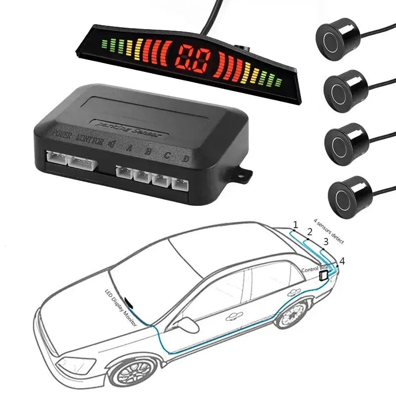 Parktronic Car Detector Auto LED Display 4PCS Parking Sensor Kit Reverse Assistance Backup Radar Monitor Parking Car - detector - Lacatang Shop