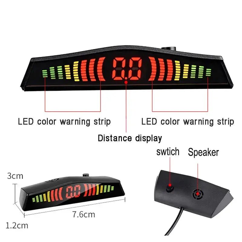 Parktronic Car Detector Auto LED Display 4PCS Parking Sensor Kit Reverse Assistance Backup Radar Monitor Parking Car - detector - Lacatang Shop