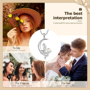 Pearl Mermaid Pendant Necklace for Women,Moon Pendant Mermaid Necklace with Pearl,Silver Jewelry Gifts for Mom,Daughter,Mermaid Moon Necklace Birthday Gifts for Women,Mermaid Necklace - Lacatang Shop