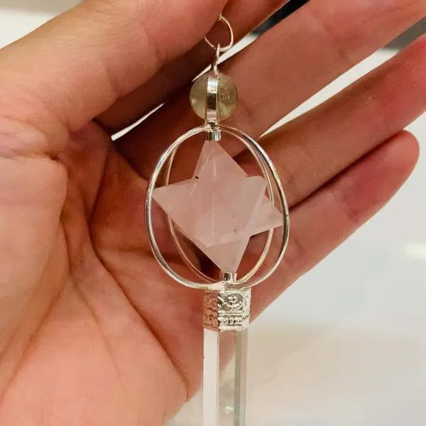 Pendule Merkabah en Quartz Rose - Lacatang Shop