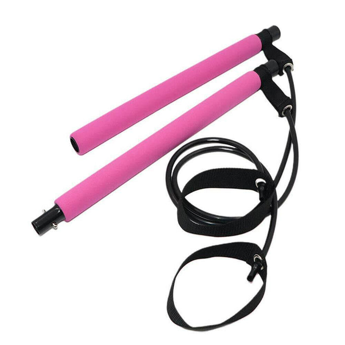 Adjustable Pilates Bar Kit Resistance Band Exercise Stick Toning Gym - Lacatang Shop