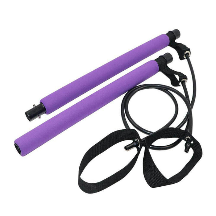 Adjustable Pilates Bar Kit Resistance Band Exercise Stick Toning Gym - Lacatang Shop