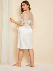 plus Size Women Clothes Sexy Cardigan Pajamas Loose Long Sleeve - Lacatang Shop