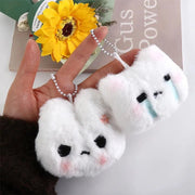 Plush Stuffed Rabbit Plush Keychain Blush Angry Rabbit Crying Bunny Blush Angry Rabbit Plush Pendant Cartoon Anime Soft - Lacatang Shop