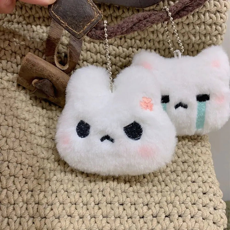 Plush Stuffed Rabbit Plush Keychain Blush Angry Rabbit Crying Bunny Blush Angry Rabbit Plush Pendant Ins Korean Style - Lacatang Shop