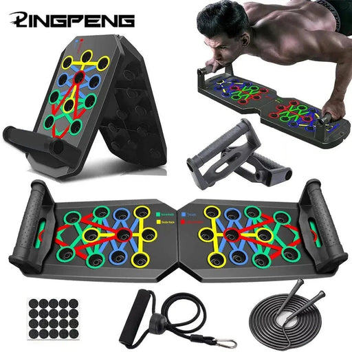 Portable Multifunctional Push - Up Board Set with Handles Foldable Fitness Equipment for Chest Abdomen Arms and Back Training - Lacatang Shop