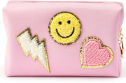 Preppy Patch Small Toiletry Bag in Pink - Stylish & Functional