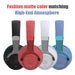 Four wireless headphones from Yellow Pandora's Ninja Dragon Wireless Light Changing Bluetooth Gaming Headset line are displayed in a row, showcasing different colors: black, red, white, and blue. The text above reads, "Fashion matte color matching High-End Atmosphere." These Wireless Bluetooth 5.1 gaming headsets feature a sleek, modern design with multiple round buttons and noise cancellation.