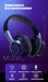 Black over-ear headphones with purple accents, featuring buttons on one ear cup. Text reads "Yellow Pandora Ninja Dragon Wireless Light Changing Bluetooth Gaming Headset." Features listed: 40mm big sound unit, built-in microphone, 7 color lights, Bluetooth 5.1, long battery life, closed acoustic design—perfect for a gaming headset.