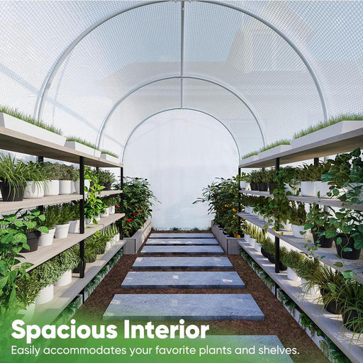 Quictent 12X6.6X6.6 FT Greenhouse for Outdoors, Heavy Duty Large Garden High Tunnel Walk - In Green House, Portable Winter Hot House with PE Cover Zipper Screen Door & 6 Screen Windows, White - Lacatang Shop