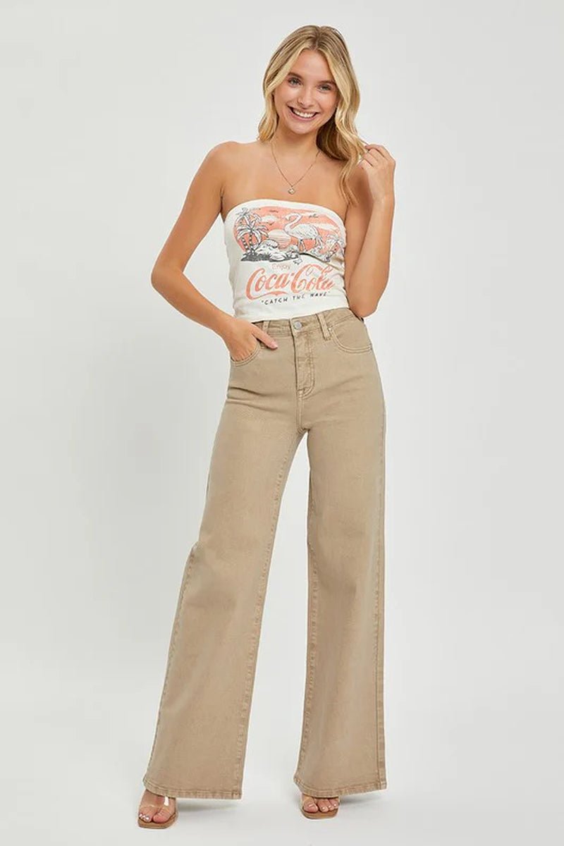 RISEN Plus High Rise Tummy Control Wide Leg Jeans - Lacatang Shop