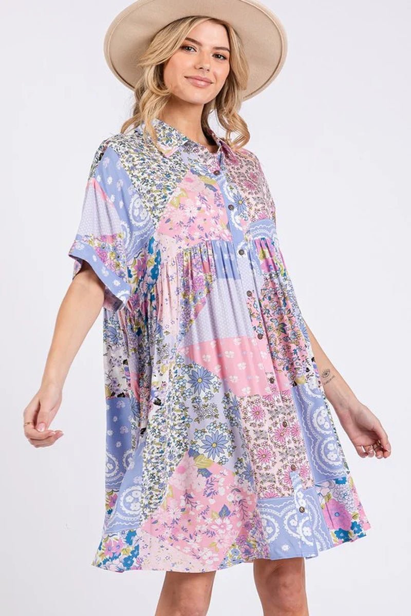 Sage & Fig Floral Collared Mini Dress - Lacatang Shop