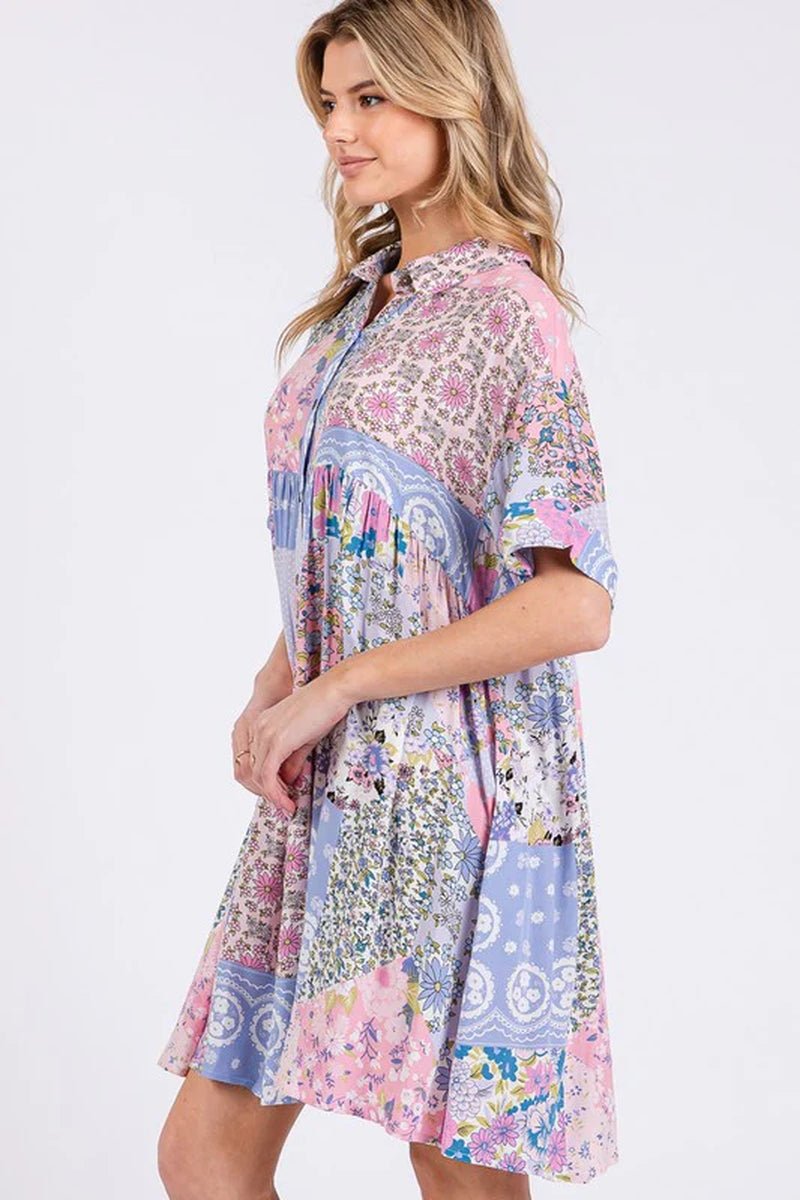 Sage & Fig Floral Collared Mini Dress - Lacatang Shop