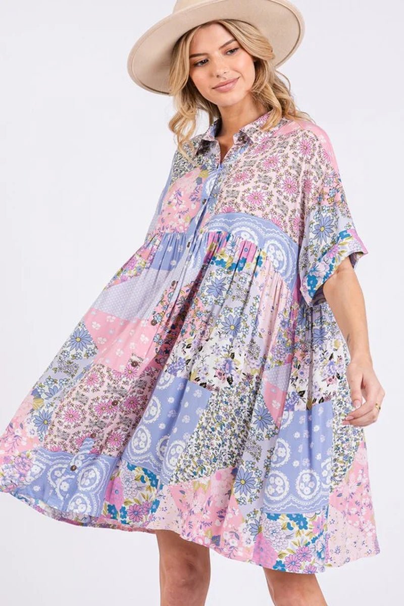 Sage & Fig Floral Collared Mini Dress - Lacatang Shop