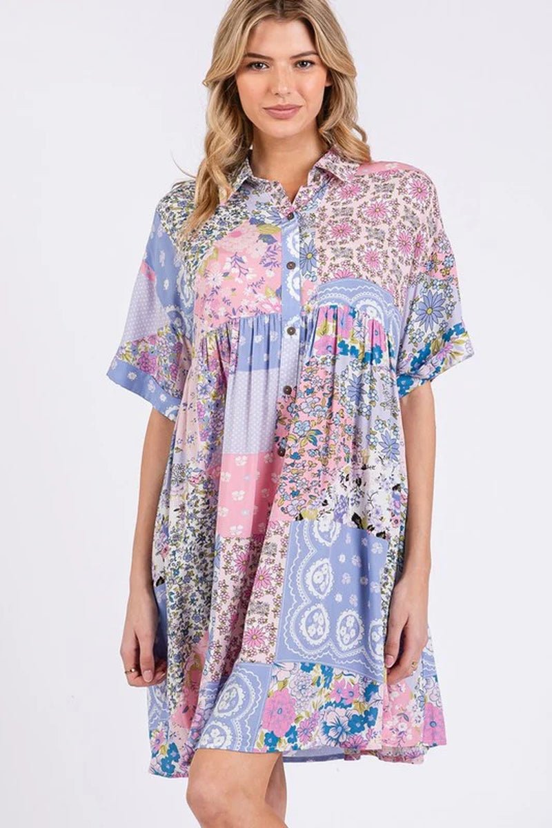 Sage & Fig Floral Collared Mini Dress - Lacatang Shop