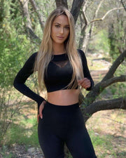 Seamless High Waist Yoga Leggings & Crop Top Sets - Lacatang Shop