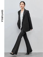 SENTUBILA Blazer Women 2025 Spring Black Suit Jackets Office Business Workwear Casual Blazers Coat Female Outerwear Clothing - Lacatang Shop