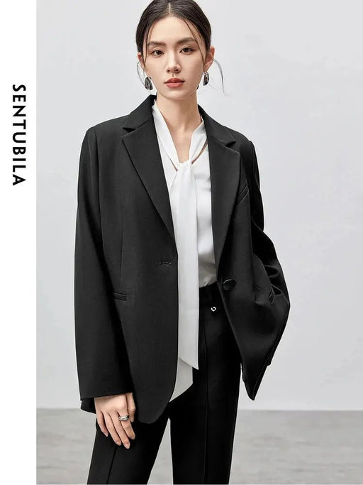 SENTUBILA Blazer Women 2025 Spring Black Suit Jackets Office Business Workwear Casual Blazers Coat Female Outerwear Clothing - Lacatang Shop