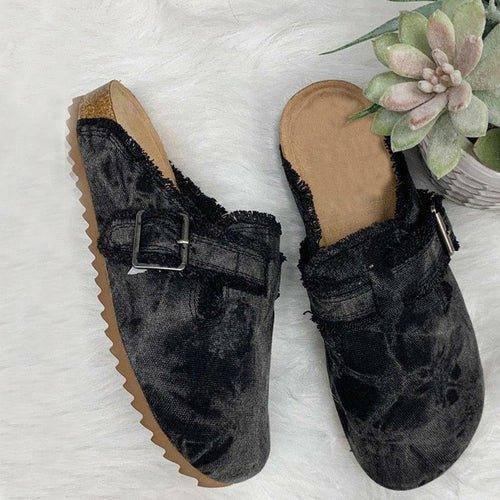 Flat Heel Round Toe Canvas Loafer Women's Vintage Clogs - Lacatang Shop