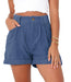 High waisted solid corduroy loose shorts - Lacatang Shop