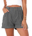 High waisted solid corduroy loose shorts - Lacatang Shop