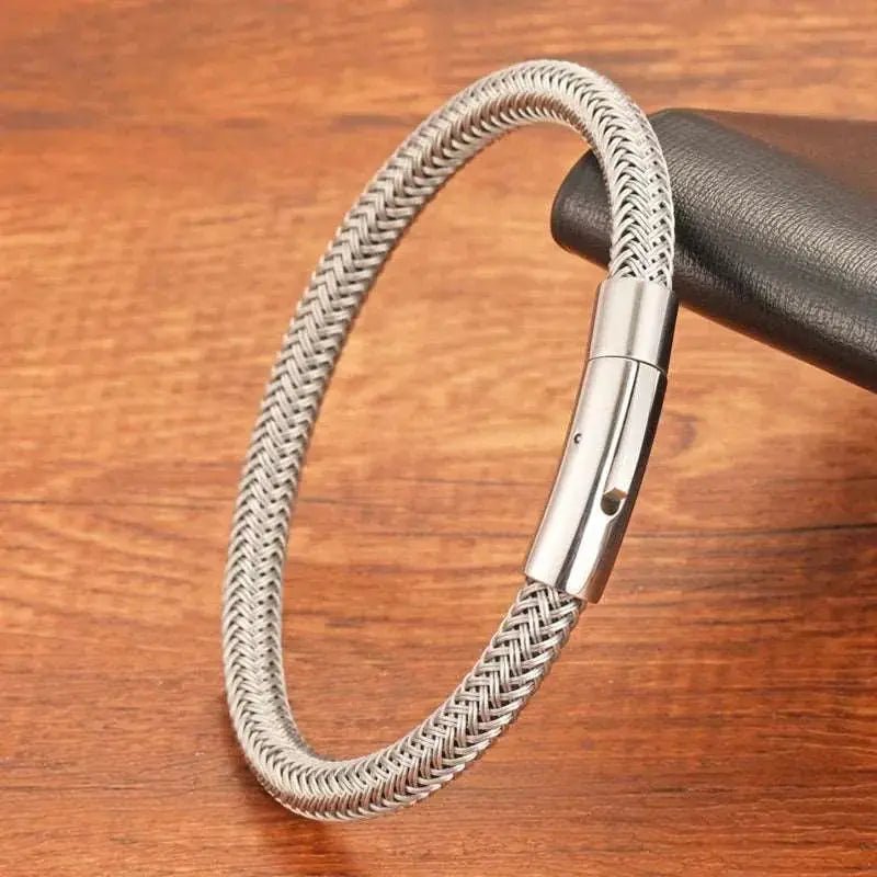 Simple and Fashionable White Black Titanium Steel Rope Wrist Strap Decorated Lovers Gift Free Shipping Bracelet wholesale - Lacatang Shop