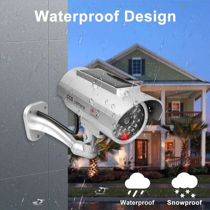 Simulation Solar Camera Fake Camera Outdoor CCTV Surveillance Simulation Fake Camera Waterproof And Safe Home Flashing LED Light - Lacatang Shop