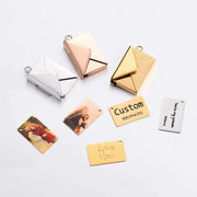 Stainless Steel Customized Letter Envelope Necklace Locket Jewelry Secret Love Note Pendant Engraved Note Photo for Women - Lacatang Shop