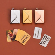 Stainless Steel Customized Letter Envelope Necklace Locket Jewelry Secret Love Note Pendant Engraved Note Photo for Women - Lacatang Shop