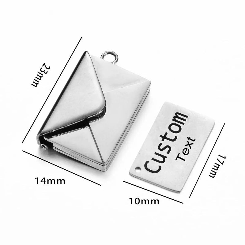 Stainless Steel Customized Letter Envelope Necklace Locket Jewelry Secret Love Note Pendant Engraved Note Photo for Women - Lacatang Shop