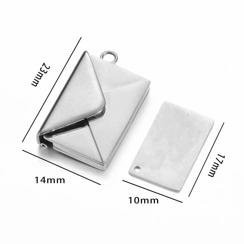 Stainless Steel Customized Letter Envelope Necklace Locket Jewelry Secret Love Note Pendant Engraved Note Photo for Women - Lacatang Shop