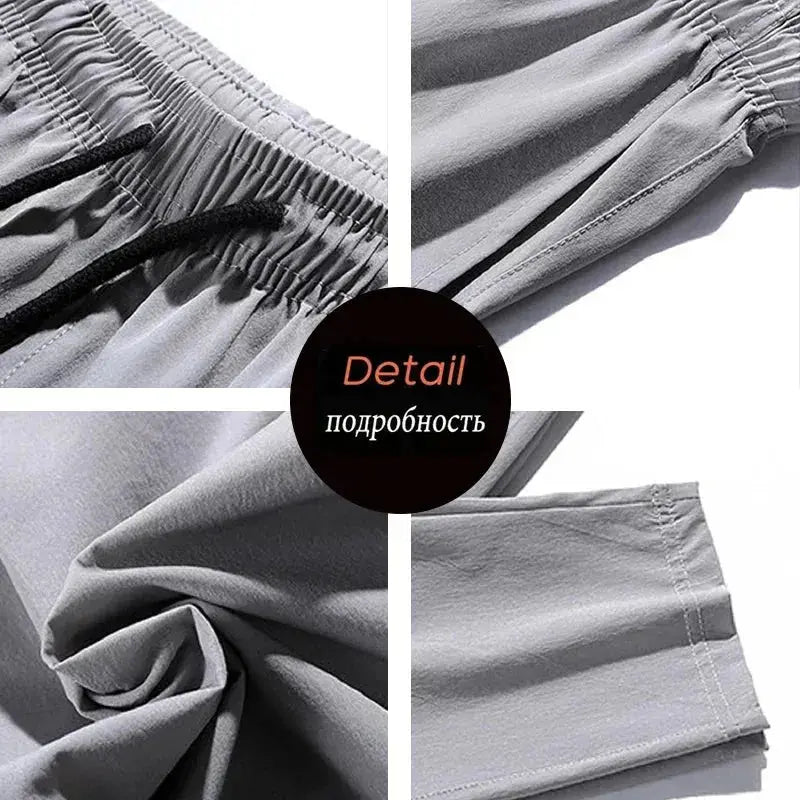 Summer Men Casual Pants Joggers Sweatpants Mens Solid Color Elastic Waist Trousers Fitness Sportswear Fashion Spring Sweatpants - Lacatang Shop